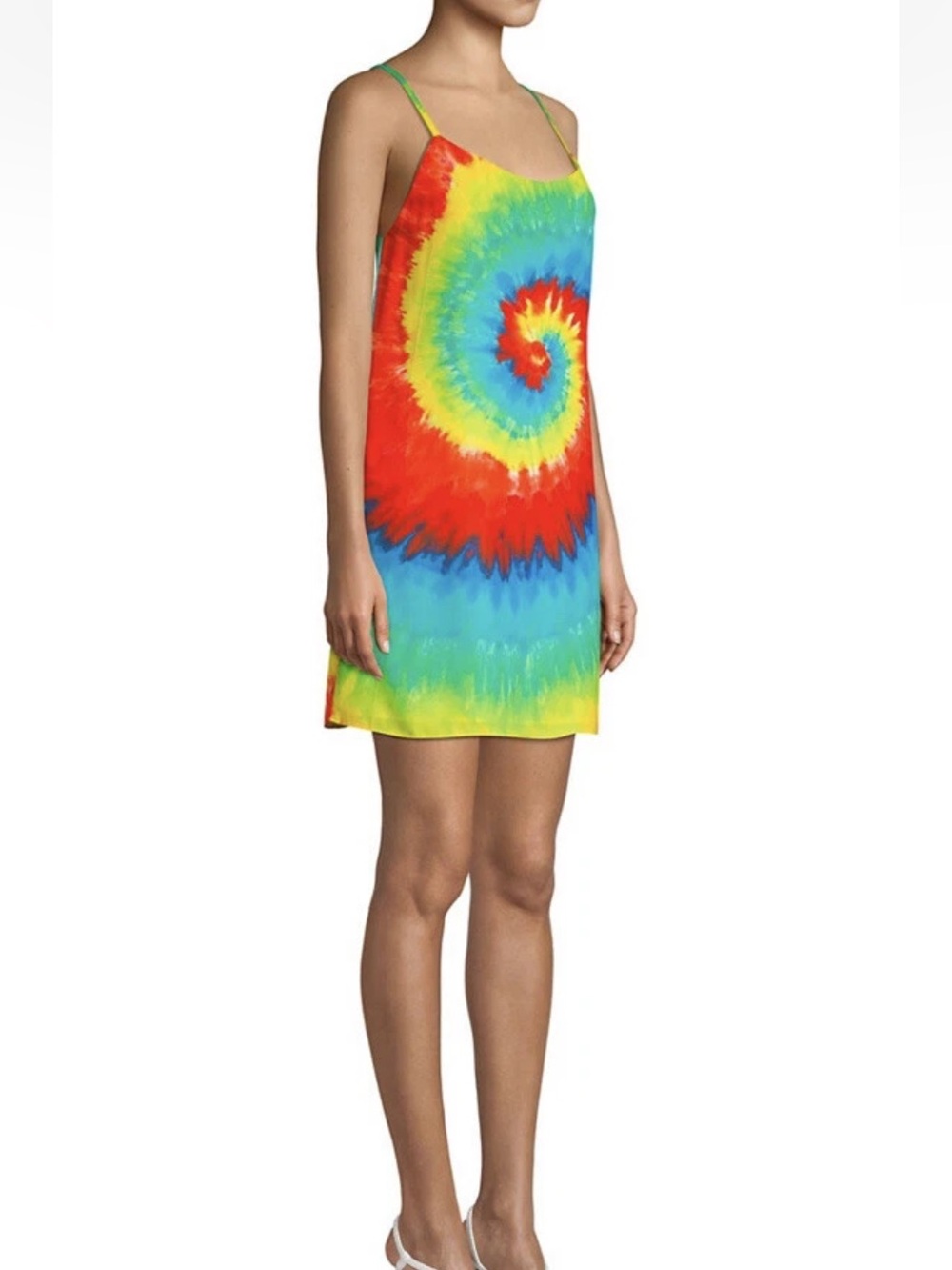 Alice + Olivia Tie-Dye Spiral Slip Dress in Rainbow Colors Large - Picture 4 of 14
